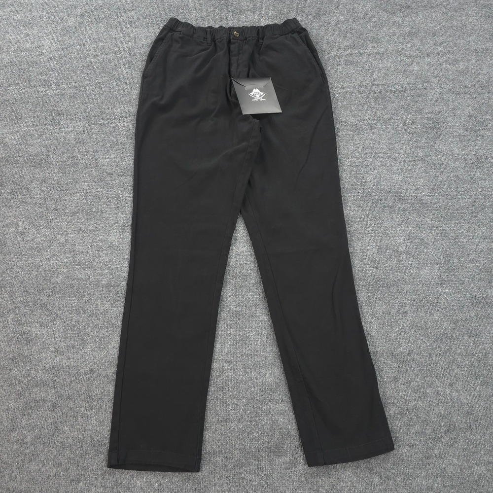 Cove USA Pants Mens 36x34 Black Stretch Chino Elastic Waist Casual Beach Golf